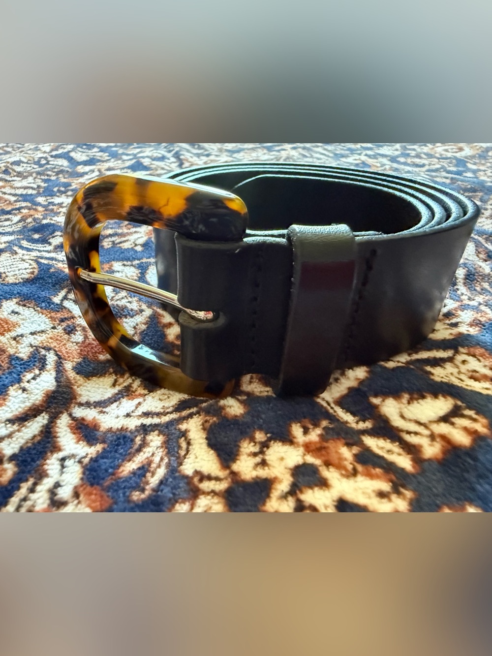 J. Crew Leather Belt with Tortoiseshell-Style Buckle